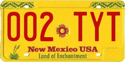 NM license plate 002TYT