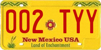 NM license plate 002TYY