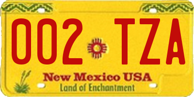 NM license plate 002TZA