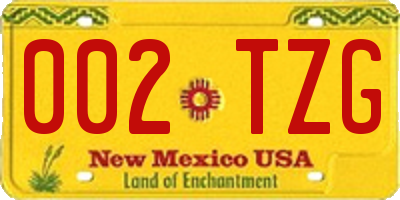 NM license plate 002TZG