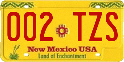 NM license plate 002TZS