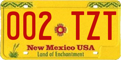 NM license plate 002TZT