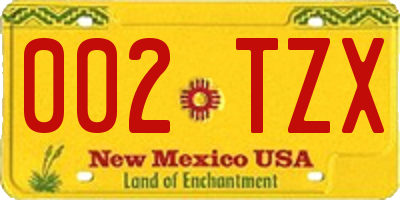 NM license plate 002TZX