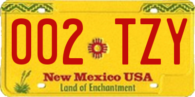NM license plate 002TZY