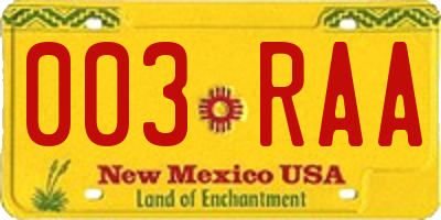 NM license plate 003RAA