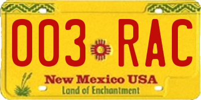 NM license plate 003RAC