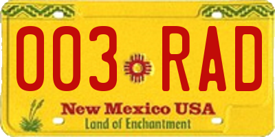 NM license plate 003RAD