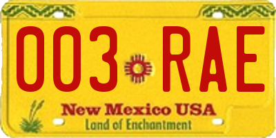 NM license plate 003RAE