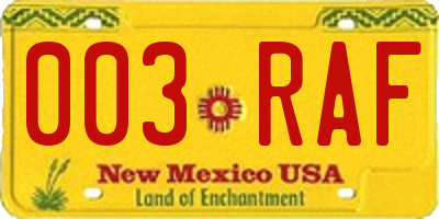 NM license plate 003RAF