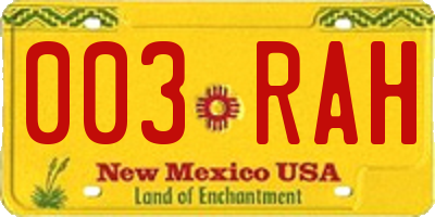 NM license plate 003RAH