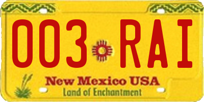 NM license plate 003RAI