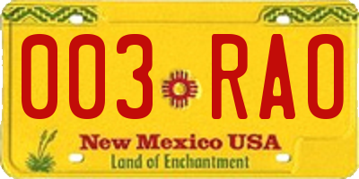 NM license plate 003RAO