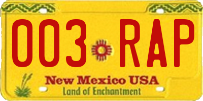 NM license plate 003RAP