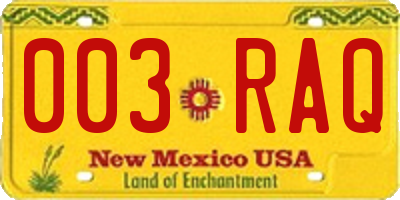 NM license plate 003RAQ