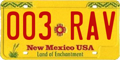 NM license plate 003RAV