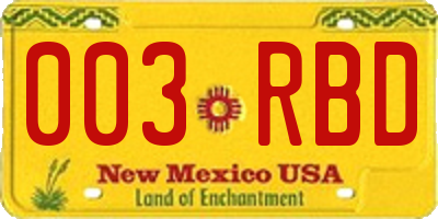 NM license plate 003RBD