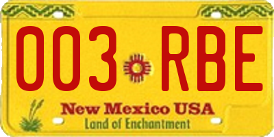 NM license plate 003RBE