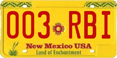 NM license plate 003RBI