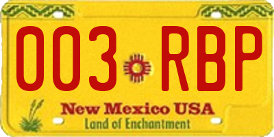 NM license plate 003RBP
