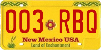NM license plate 003RBQ