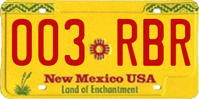 NM license plate 003RBR