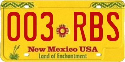 NM license plate 003RBS