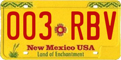 NM license plate 003RBV