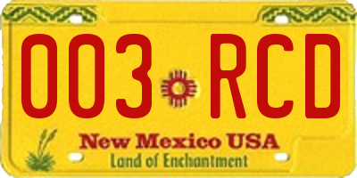 NM license plate 003RCD
