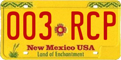 NM license plate 003RCP