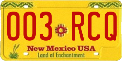 NM license plate 003RCQ