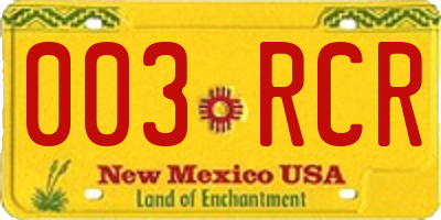 NM license plate 003RCR