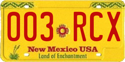 NM license plate 003RCX
