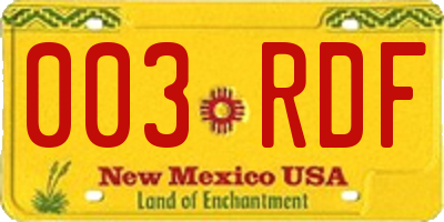 NM license plate 003RDF