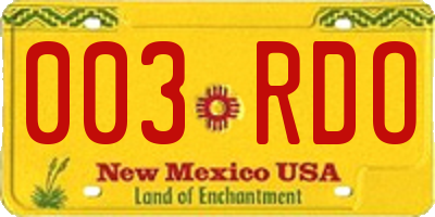 NM license plate 003RDO