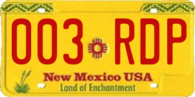 NM license plate 003RDP