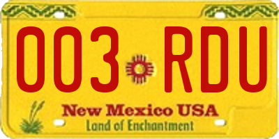 NM license plate 003RDU