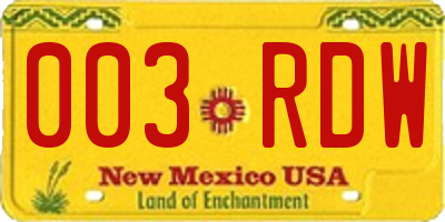NM license plate 003RDW