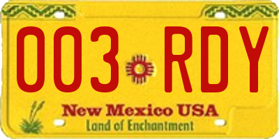 NM license plate 003RDY