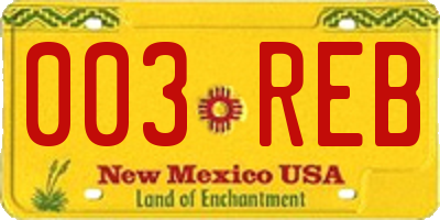 NM license plate 003REB