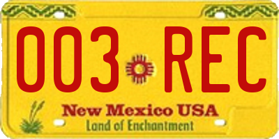 NM license plate 003REC