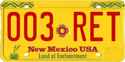 NM license plate 003RET