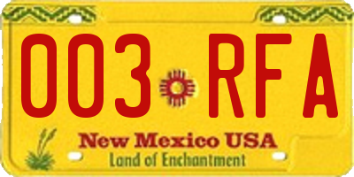 NM license plate 003RFA