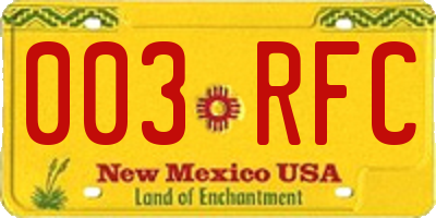 NM license plate 003RFC