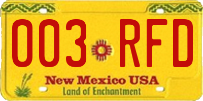 NM license plate 003RFD