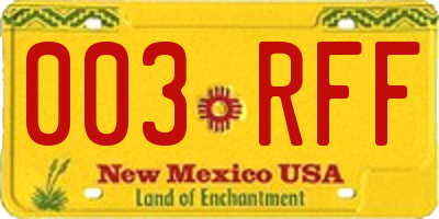 NM license plate 003RFF