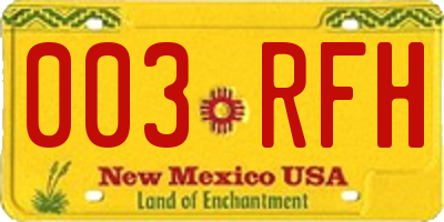 NM license plate 003RFH