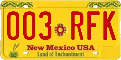 NM license plate 003RFK