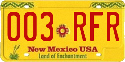 NM license plate 003RFR