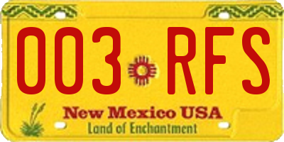NM license plate 003RFS