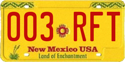 NM license plate 003RFT